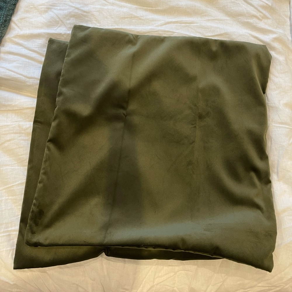 2 Brand New 22x22” Green Velvet Pillow Covers
